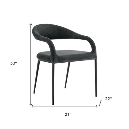 Set of Two Gray And Black Upholstered Polyester Open Back Dining Arm Chairs HomeRoots