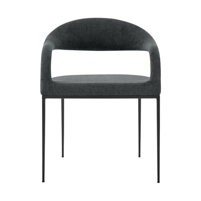 Set of Two Gray And Black Upholstered Polyester Open Back Dining Arm Chairs HomeRoots