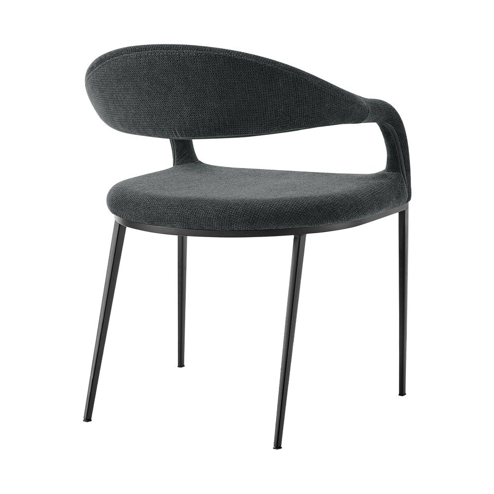 Set of Two Gray And Black Upholstered Polyester Open Back Dining Arm Chairs HomeRoots