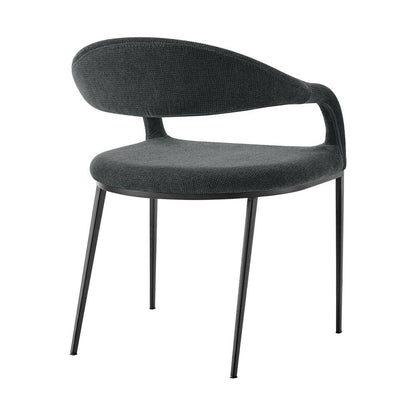 Set of Two Gray And Black Upholstered Polyester Open Back Dining Arm Chairs HomeRoots