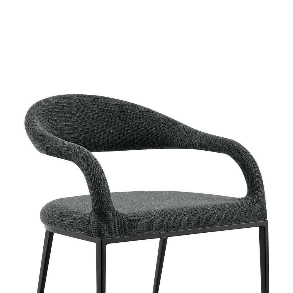 Set of Two Gray And Black Upholstered Polyester Open Back Dining Arm Chairs HomeRoots