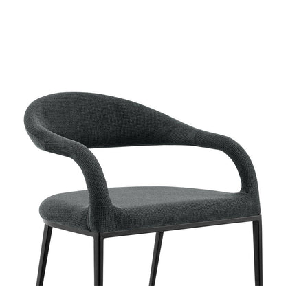 Set of Two Gray And Black Upholstered Polyester Open Back Dining Arm Chairs HomeRoots