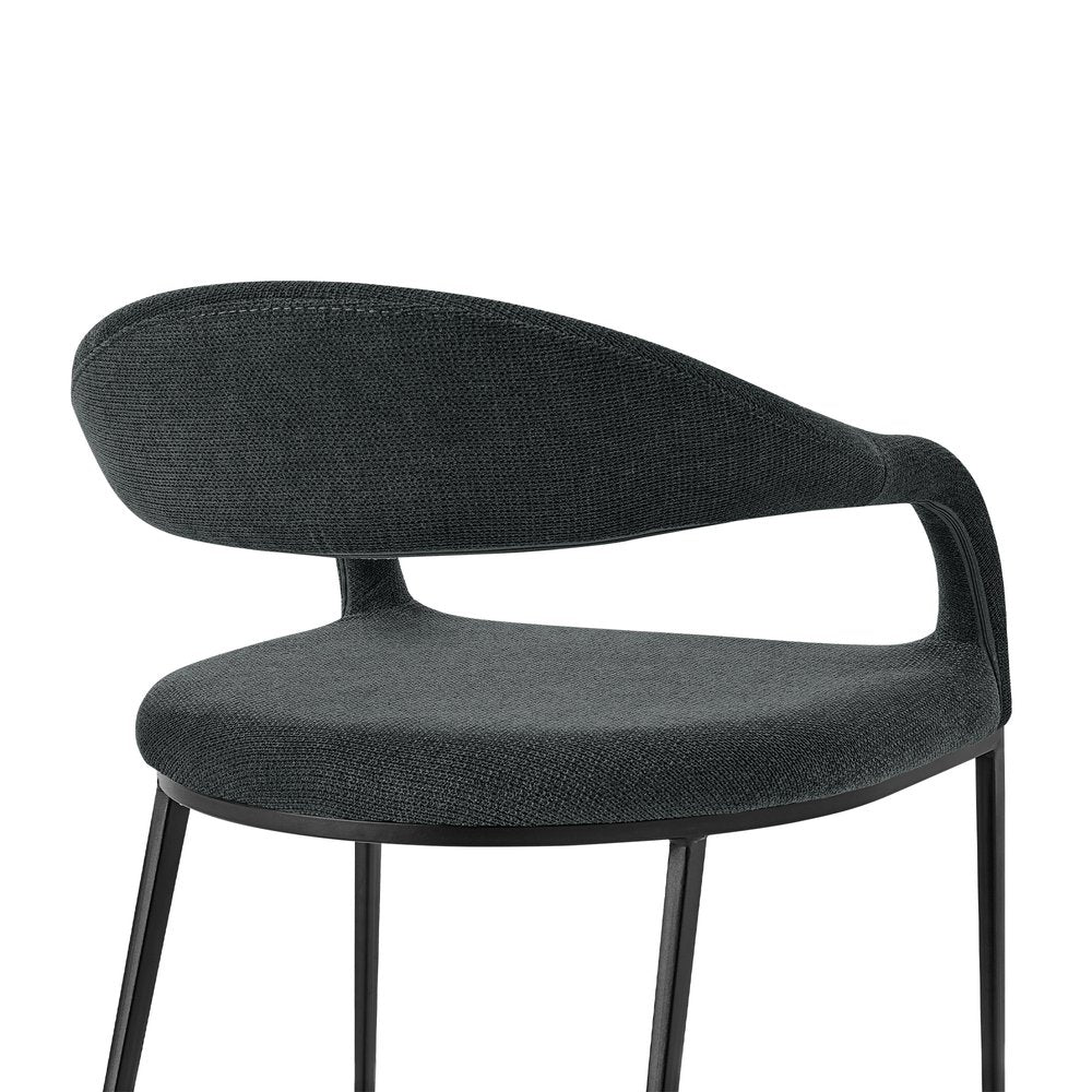 Set of Two Gray And Black Upholstered Polyester Open Back Dining Arm Chairs HomeRoots