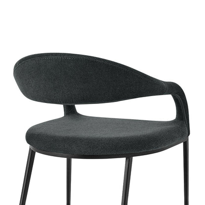 Set of Two Gray And Black Upholstered Polyester Open Back Dining Arm Chairs HomeRoots