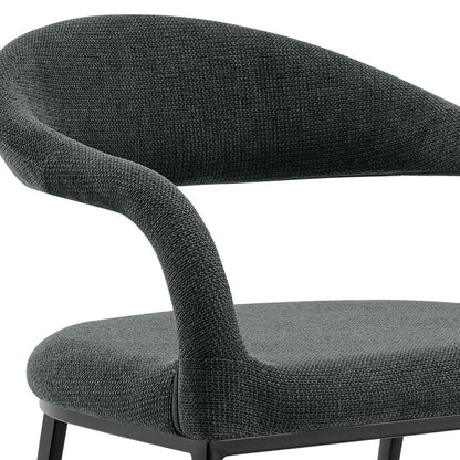 Set of Two Gray And Black Upholstered Polyester Open Back Dining Arm Chairs HomeRoots