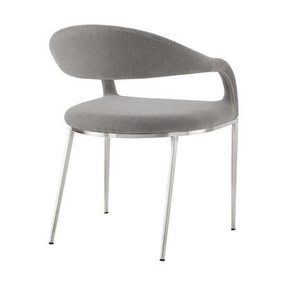 Set of Two Gray And Silver Upholstered Polyester Open Back Dining Arm Chairs HomeRoots