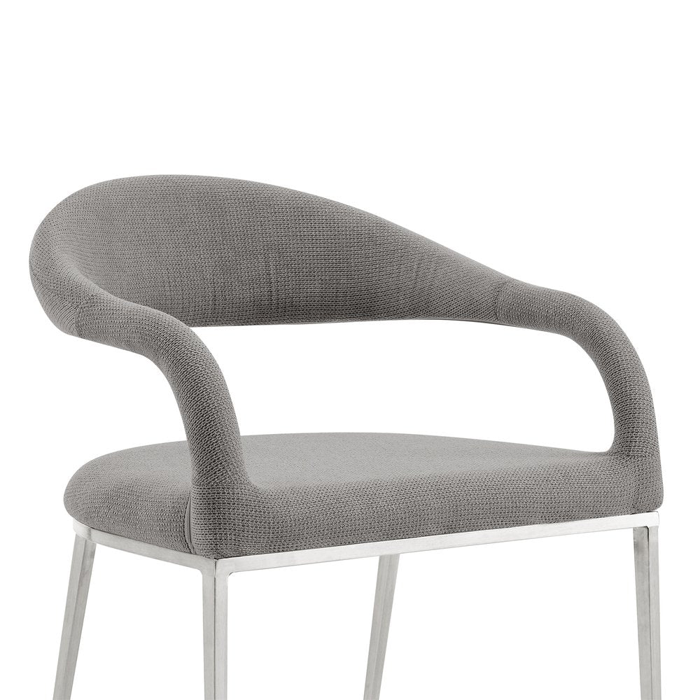 Set of Two Gray And Silver Upholstered Polyester Open Back Dining Arm Chairs HomeRoots