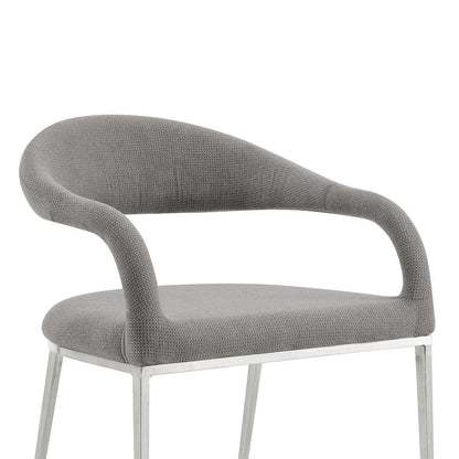 Set of Two Gray And Silver Upholstered Polyester Open Back Dining Arm Chairs HomeRoots
