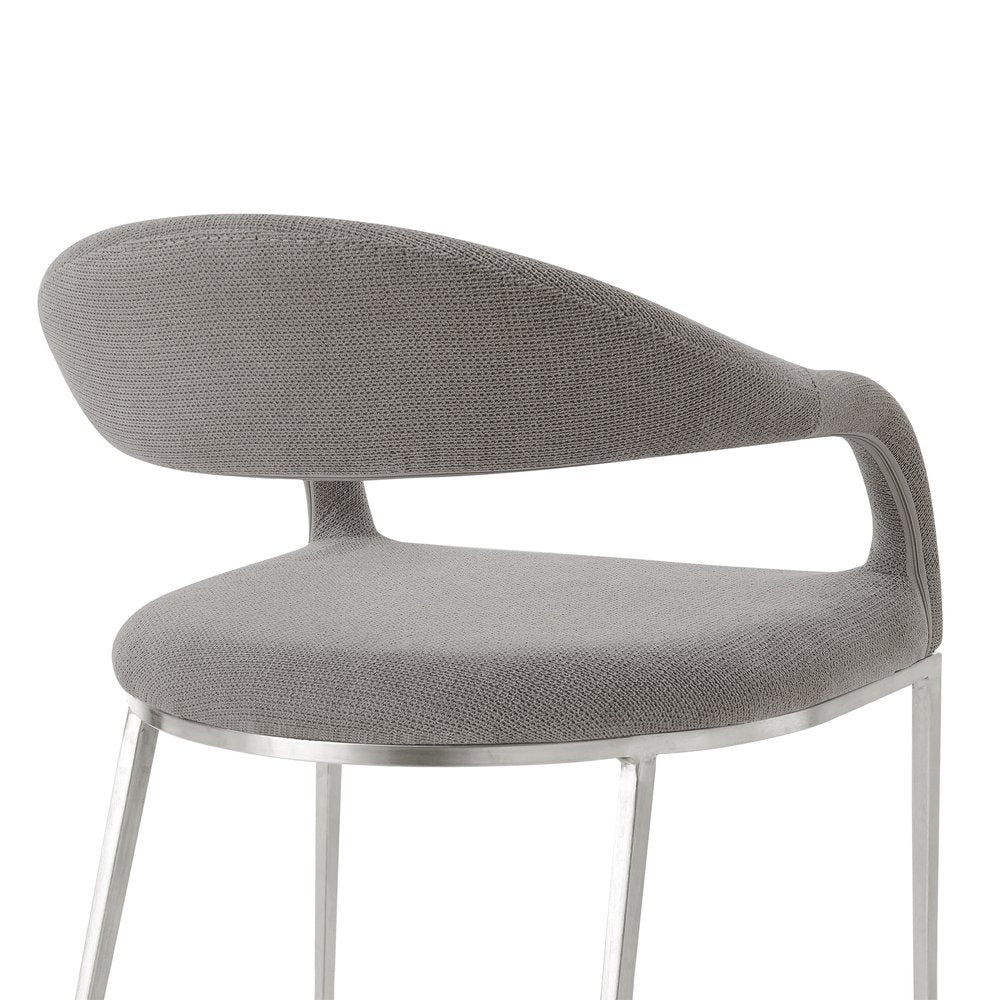 Set of Two Gray And Silver Upholstered Polyester Open Back Dining Arm Chairs HomeRoots