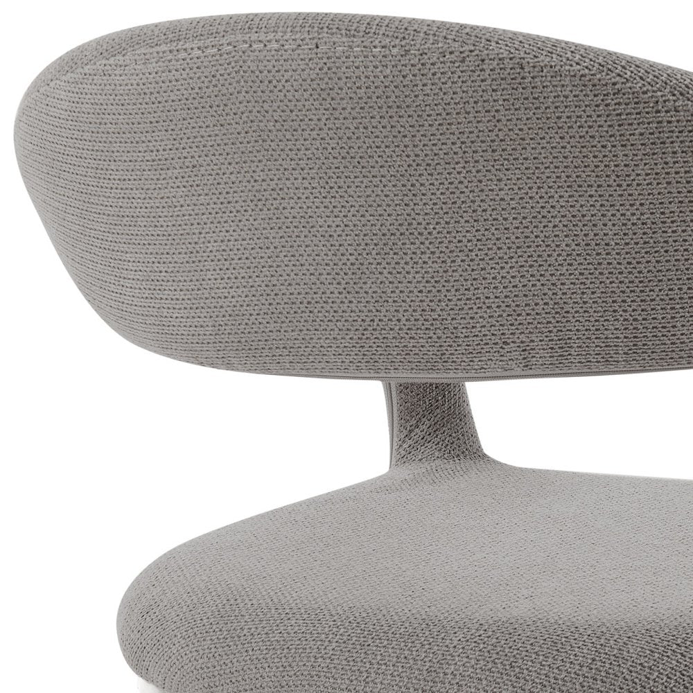 Set of Two Gray And Silver Upholstered Polyester Open Back Dining Arm Chairs HomeRoots