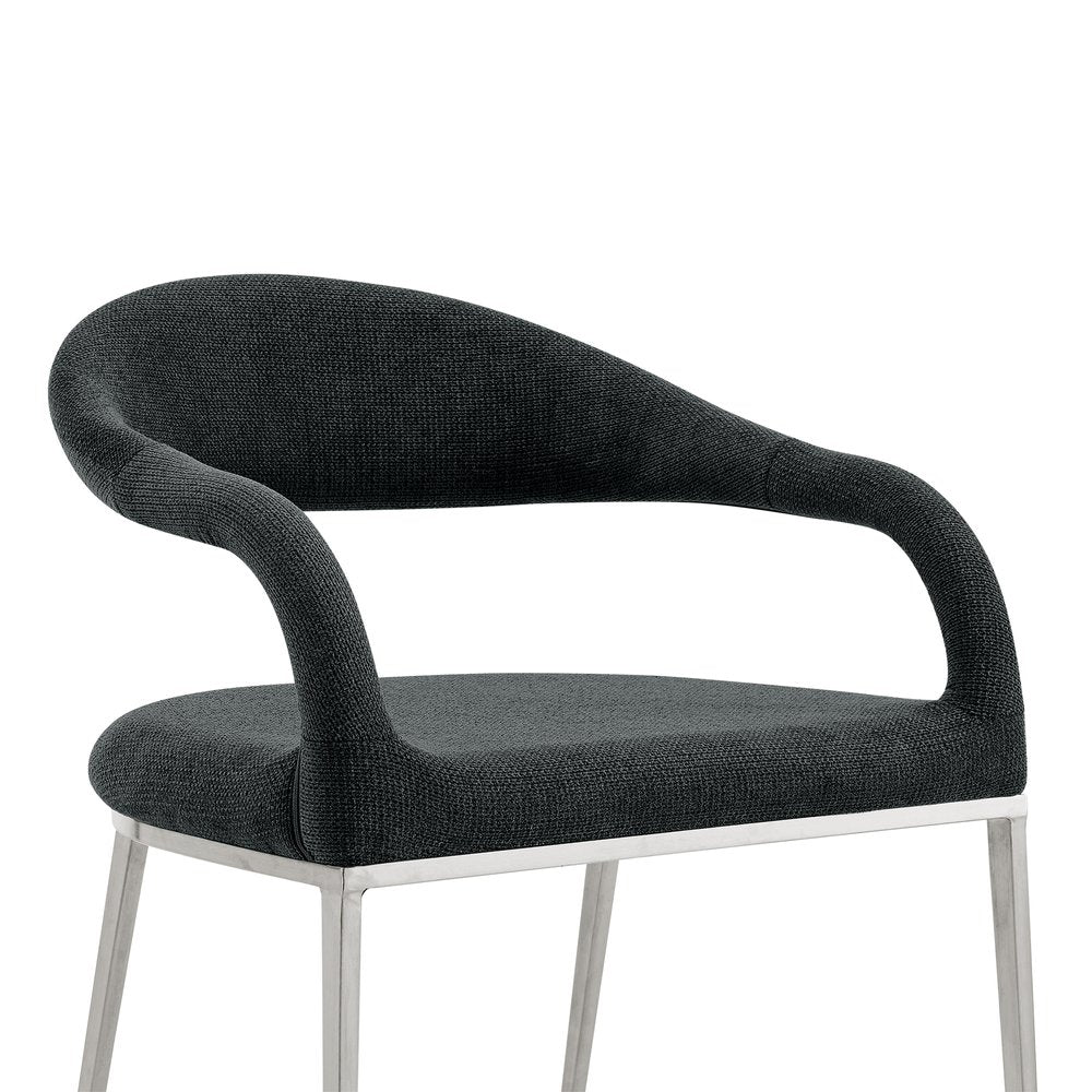 Set of Two Gray And Silver Upholstered Polyester Open Back Dining Arm Chairs HomeRoots