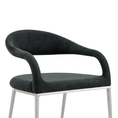 Set of Two Gray And Silver Upholstered Polyester Open Back Dining Arm Chairs HomeRoots