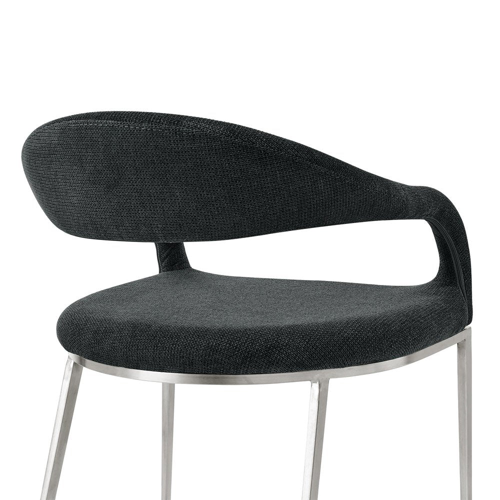 Set of Two Gray And Silver Upholstered Polyester Open Back Dining Arm Chairs HomeRoots