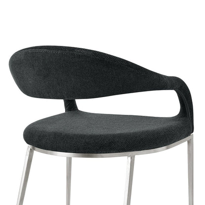 Set of Two Gray And Silver Upholstered Polyester Open Back Dining Arm Chairs HomeRoots
