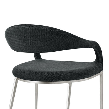 Set of Two Gray And Silver Upholstered Polyester Open Back Dining Arm Chairs HomeRoots