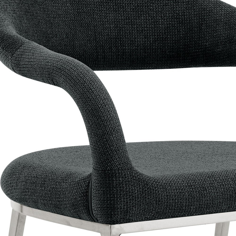 Set of Two Gray And Silver Upholstered Polyester Open Back Dining Arm Chairs HomeRoots