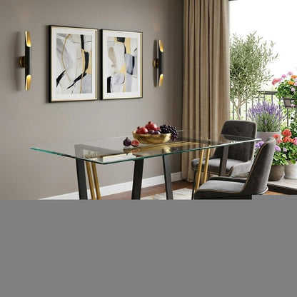 72" Clear And Gold Glass And Iron Sled Base Dining Table HomeRoots