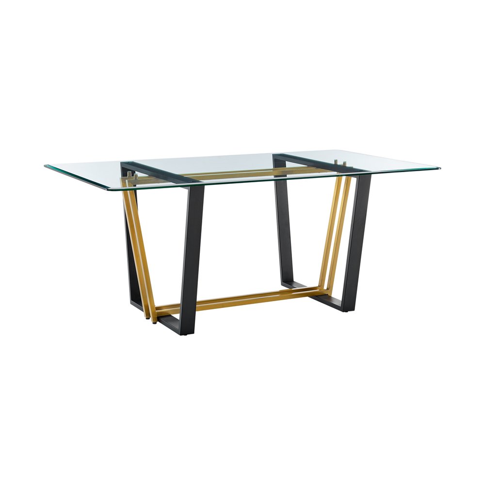 72" Clear And Gold Glass And Iron Sled Base Dining Table HomeRoots