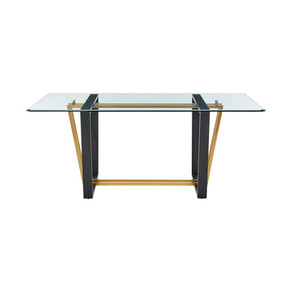 72" Clear And Gold Glass And Iron Sled Base Dining Table HomeRoots