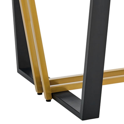 72" Clear And Gold Glass And Iron Sled Base Dining Table HomeRoots