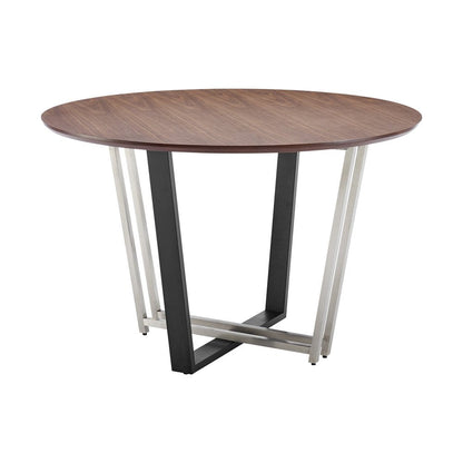 48" Brown And Black Iron Sled Base Round Top Dining Table HomeRoots