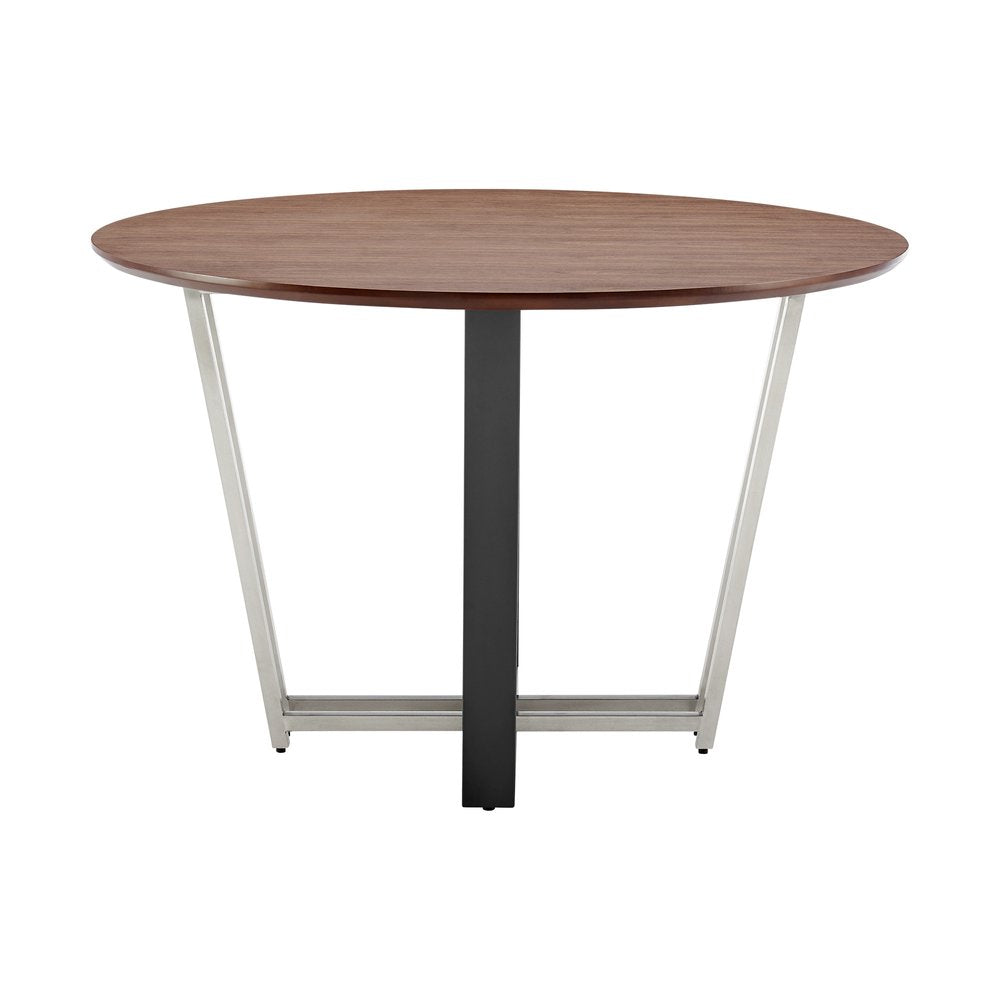 48" Brown And Black Iron Sled Base Round Top Dining Table HomeRoots