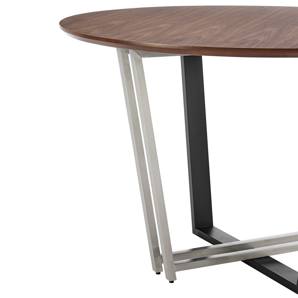 48" Brown And Black Iron Sled Base Round Top Dining Table HomeRoots