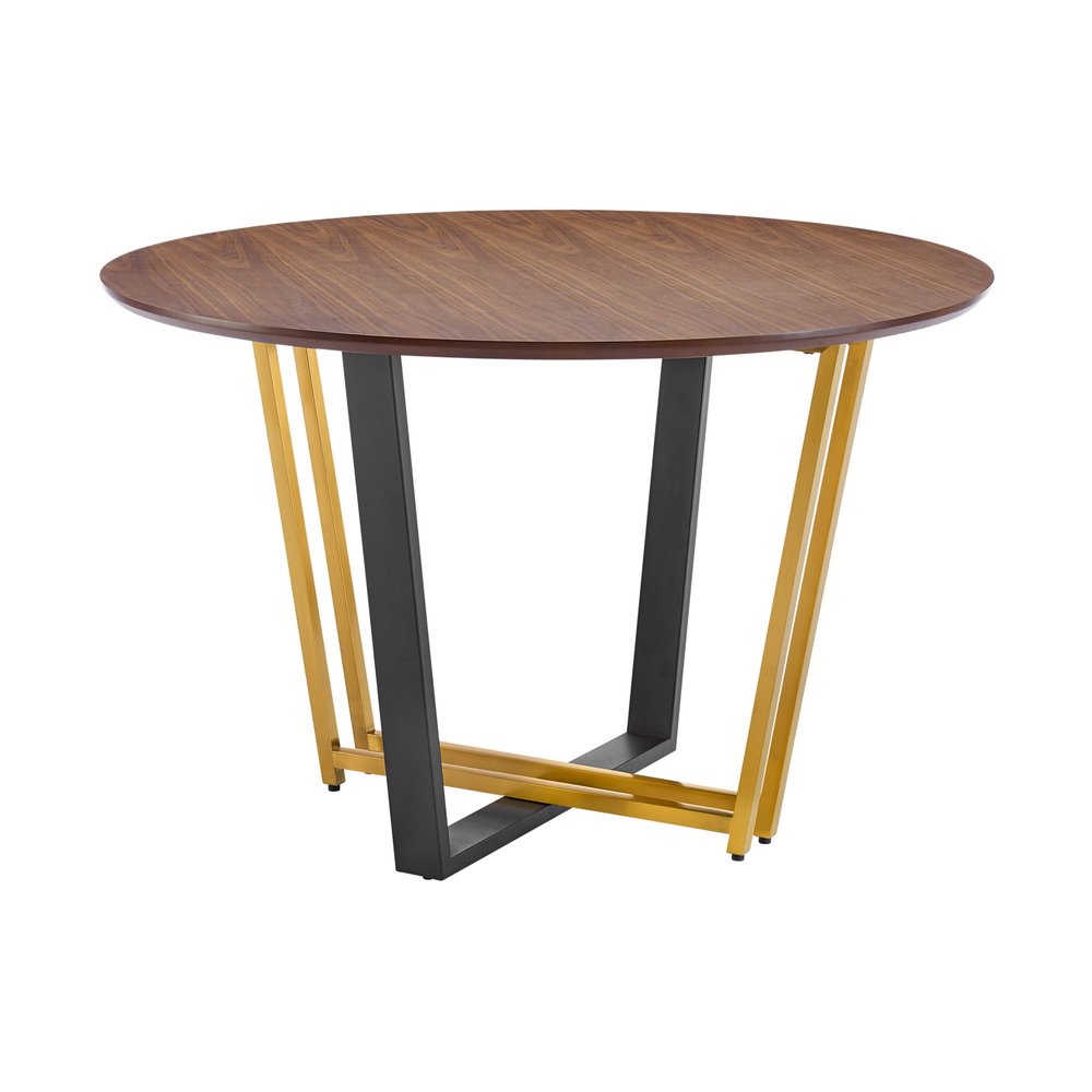 48" Brown And Gold Iron Sled Base Round Top Dining Table HomeRoots