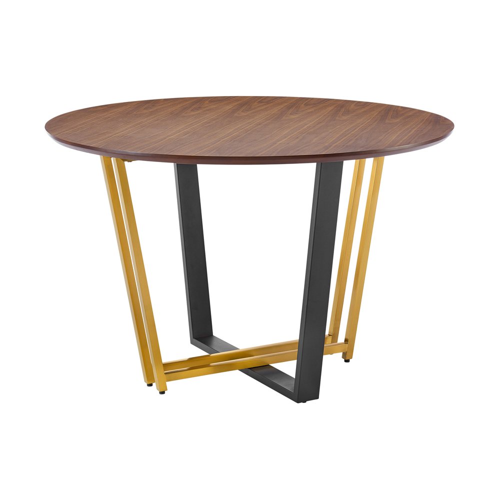 48" Brown And Gold Iron Sled Base Round Top Dining Table HomeRoots