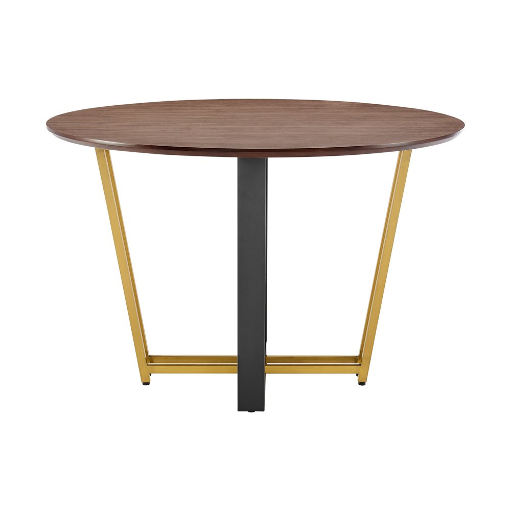 48" Brown And Gold Iron Sled Base Round Top Dining Table HomeRoots