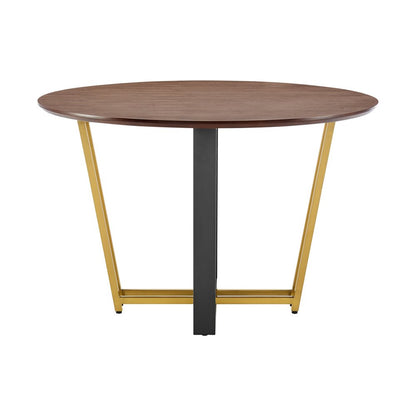 48" Brown And Gold Iron Sled Base Round Top Dining Table HomeRoots