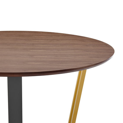 48" Brown And Gold Iron Sled Base Round Top Dining Table HomeRoots