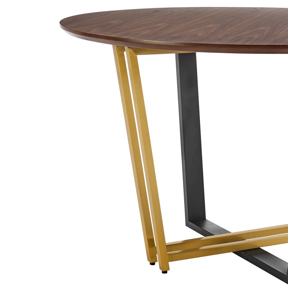 48" Brown And Gold Iron Sled Base Round Top Dining Table HomeRoots