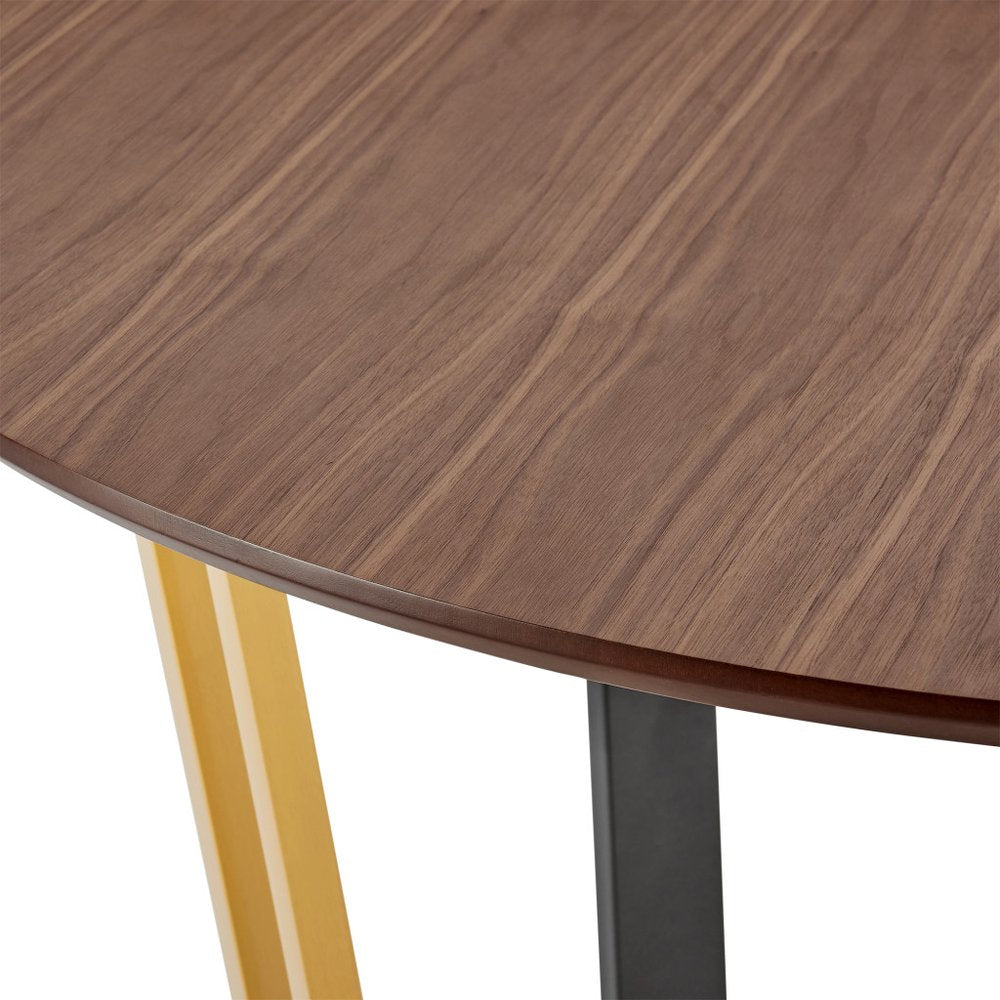 48" Brown And Gold Iron Sled Base Round Top Dining Table HomeRoots