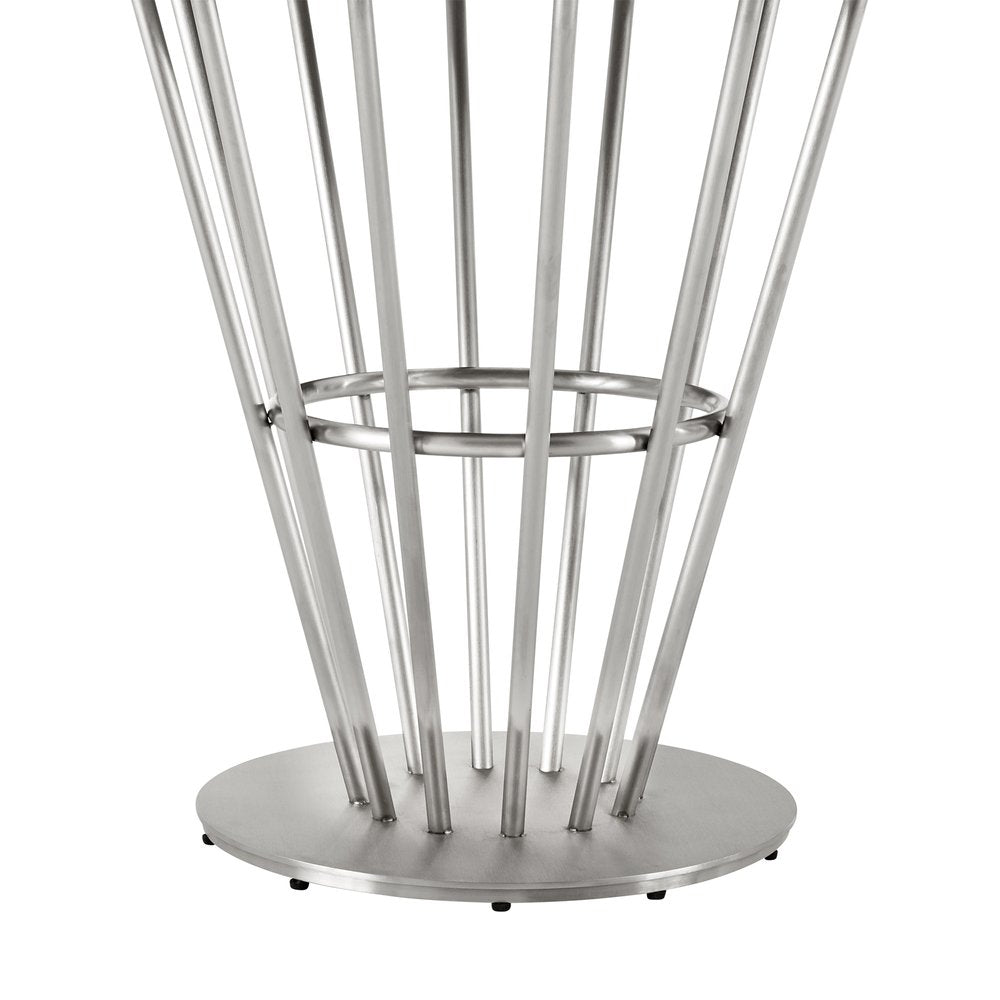 48" Clear And Silver Glass And Stainless Steel Pedestal Base Round Top Dining Table HomeRoots
