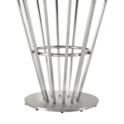 48" Clear And Silver Glass And Stainless Steel Pedestal Base Round Top Dining Table HomeRoots