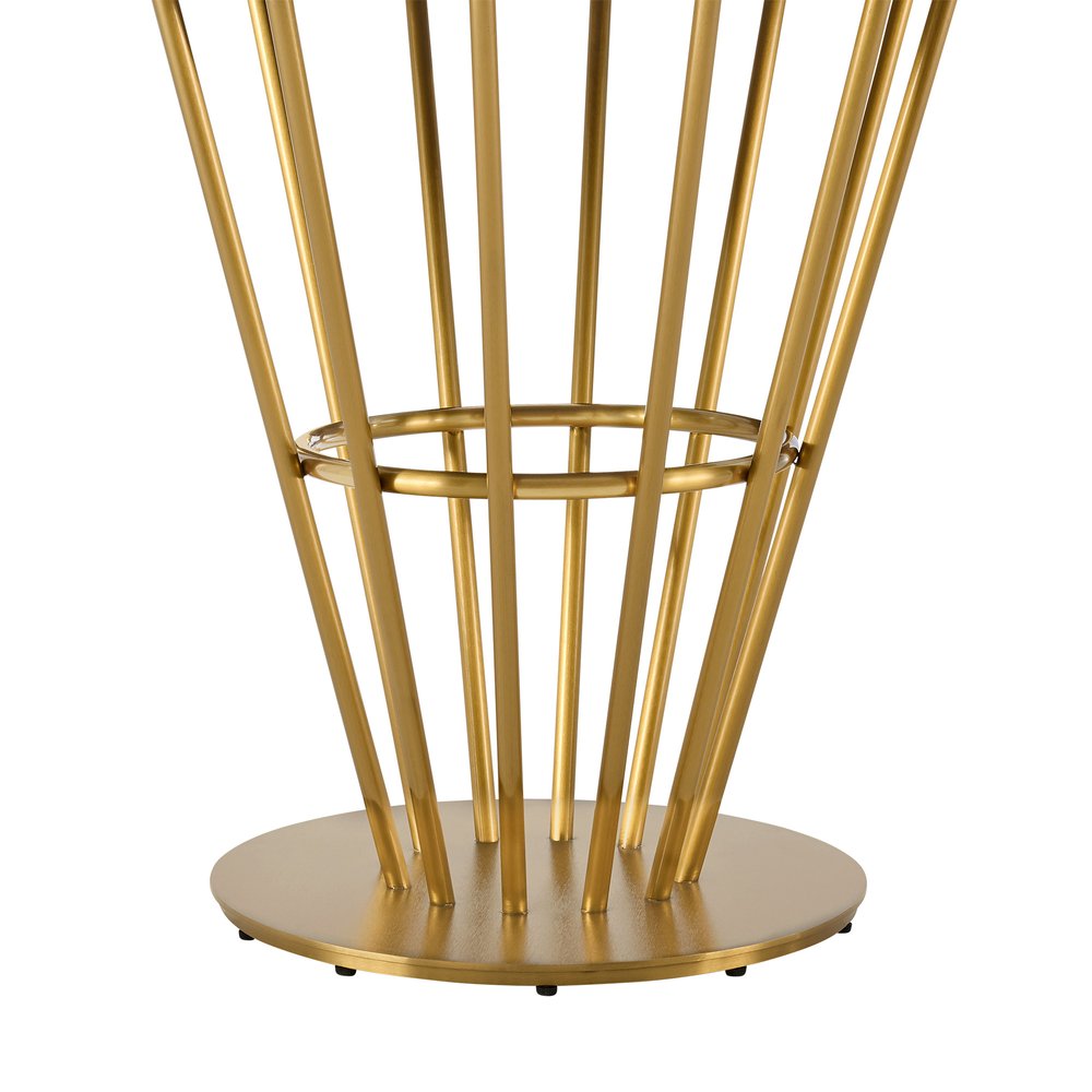 48" Clear And Gold Glass And Stainless Steel Pedestal Base Round Top Dining Table HomeRoots