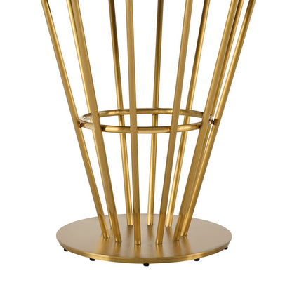 48" Clear And Gold Glass And Stainless Steel Pedestal Base Round Top Dining Table HomeRoots