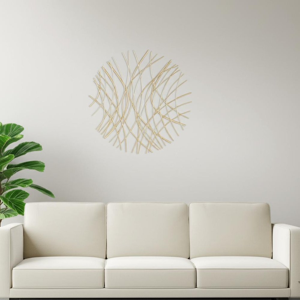 30" X 30" Gold Metal Circle Abstract Hanging Dimensional Sculpture — view 9