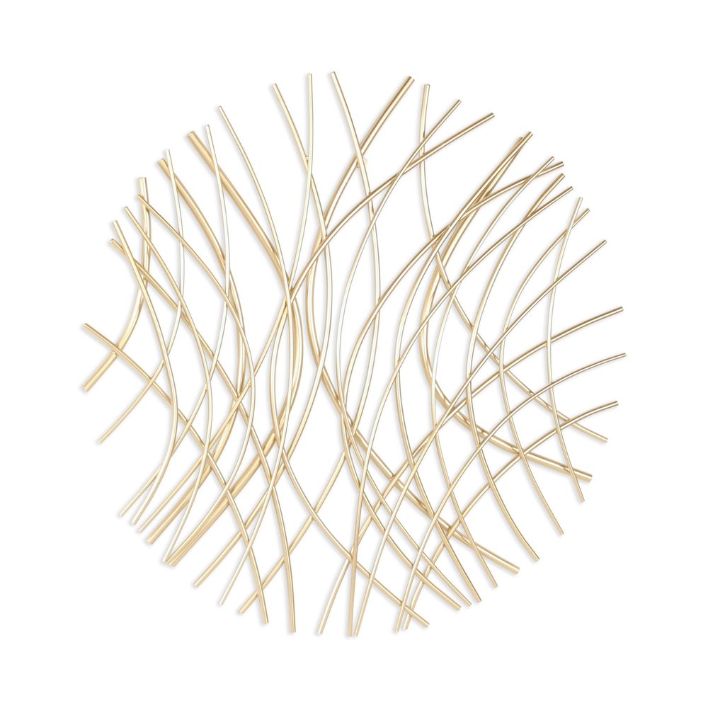 30" X 30" Gold Metal Circle Abstract Hanging Dimensional Sculpture — view 2