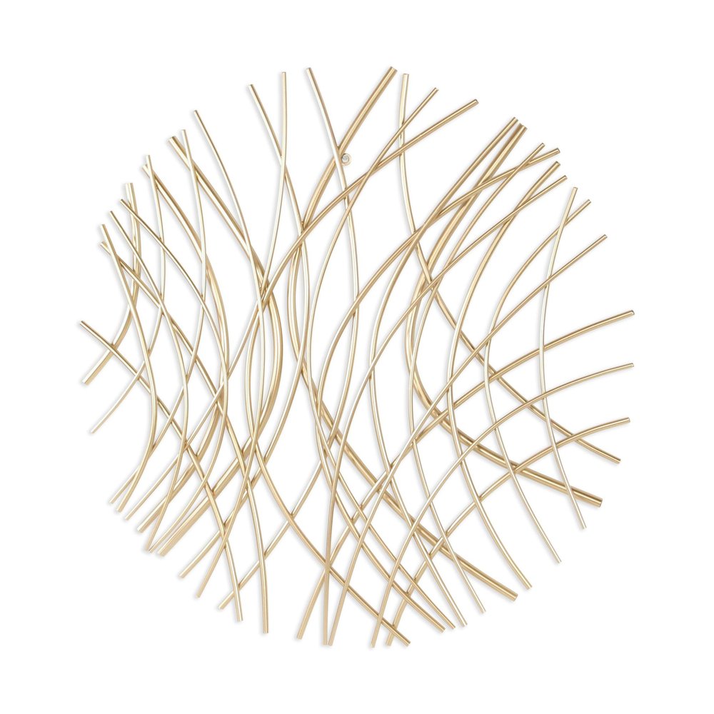 30" X 30" Gold Metal Circle Abstract Hanging Dimensional Sculpture — view 3