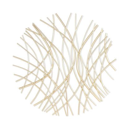 30" X 30" Gold Metal Circle Abstract Hanging Dimensional Sculpture