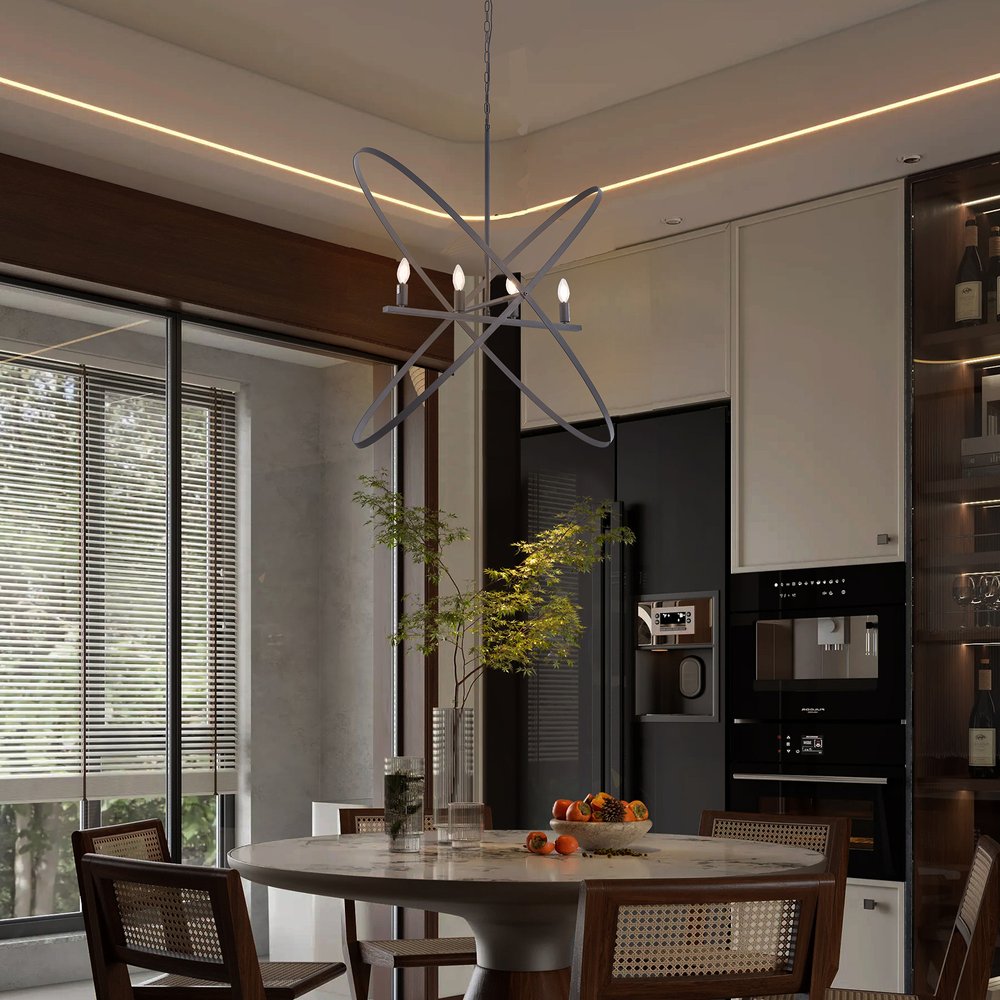 Black Unique Statement Four Light Metal Chandelier HomeRoots