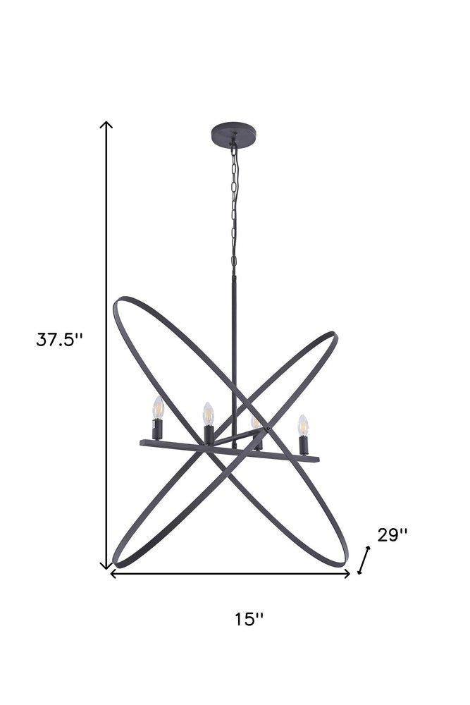 Black Unique Statement Four Light Metal Chandelier HomeRoots