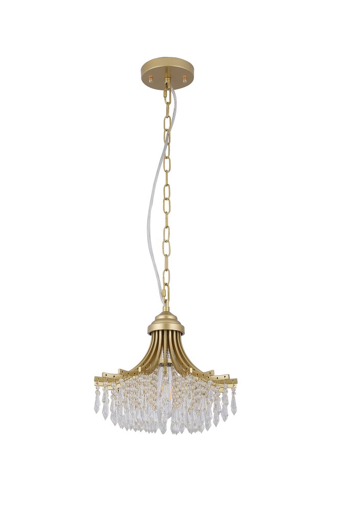 Clear And Gold Metal and Crystals Crystal Glass Chandelier With Clear Shades HomeRoots