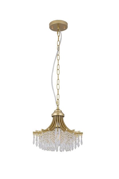 Clear And Gold Metal and Crystals Crystal Glass Chandelier With Clear Shades HomeRoots