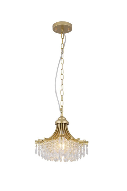 Clear And Gold Metal and Crystals Crystal Glass Chandelier With Clear Shades HomeRoots
