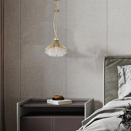 Clear And Gold Metal and Crystals Crystal Glass Chandelier With Clear Shades HomeRoots