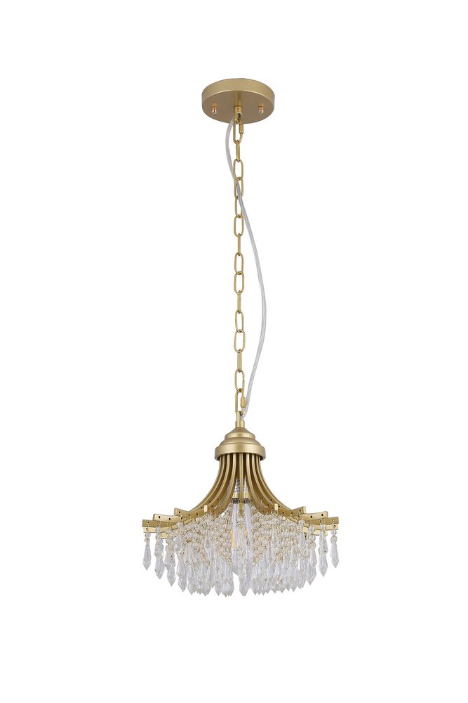 Clear And Gold Metal and Crystals Crystal Glass Chandelier With Clear Shades HomeRoots