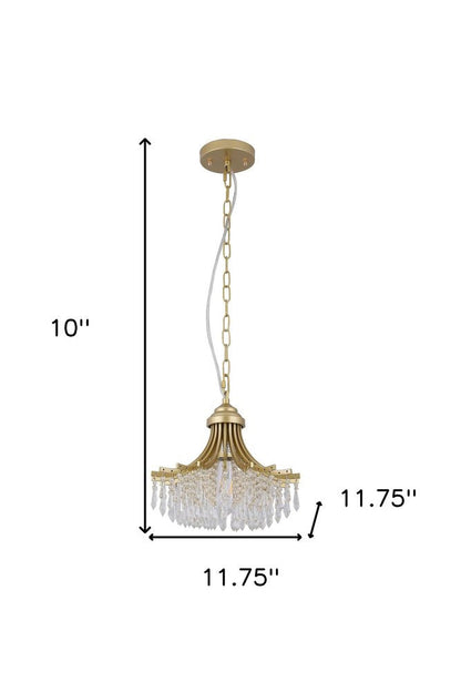 Clear And Gold Metal and Crystals Crystal Glass Chandelier With Clear Shades HomeRoots